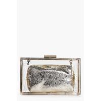 clear 2 in 1 box clutch bag gold