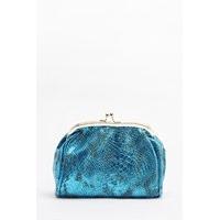 Clip Top Mock Croc Clutch Bag