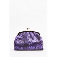 clip top mock croc clutch bag