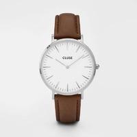 Cluse La Boheme Silver - White on Brown Watch