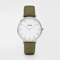 Cluse La Boheme Silver - White on Olive Green Watch