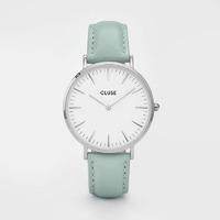 cluse la boheme silver white on pastel mint watch