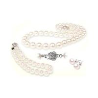 Classic White Freshwater Pearls Tri Jewellery Set