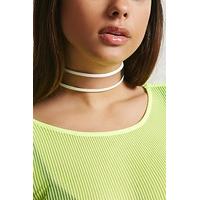 Clear Faux Leather-Trim Choker