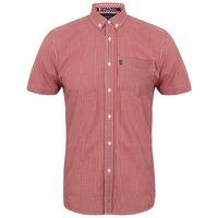 clermont short sleeve gingham shirt in rio red le shark