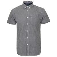Clermont Short Sleeve Gingham Shirt in Black  Le Shark