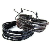 Classic 7.3cm Women\'s Assorted Color Leather Leather Bracelet(Black, Brown)(1 Pc)