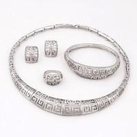 Classic Party Crystal Alloy Sliver Plated (Including Necklace, Earring, Bracelet, Ring) Jewelry Sets