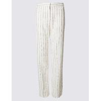 Classic Linen Rich Striped Straight Leg Trousers