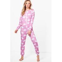 Cloud Print Onesie - pink