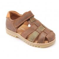 Climb, Brown Leather Boys Riptape Sandals