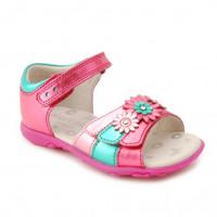 Clover, Multi Metallic Leather Girls Riptape Sandals