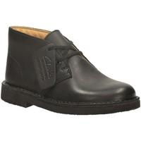 Clarks Junior Black Leather Desert Boots boys\'s Children\'s Mid Boots in black