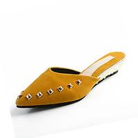 clogs mules spring comfort pu casual flat heel others black yellow pin ...