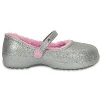 clogs girls silver karin sparkle fuzz lined