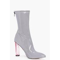 clear patent sock boot grey