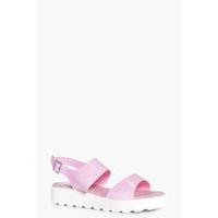 Cleated Two Part Flat Sandals - pink