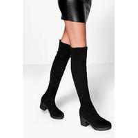 cleated stretch over the knee boot black