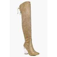 clear over the knee boot stone