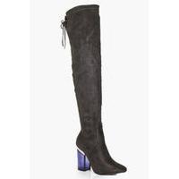 Clear Over The Knee Boot - grey