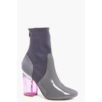 Clear Heel Boot - grey
