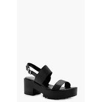 Cleated Double Strap Sandal - black