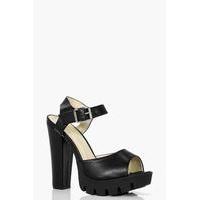 Cleated Peeptoe Heels - black