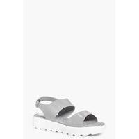 Cleated Two Part Flat Sandals - grey