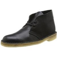 clarks desert boot black tumbled leather