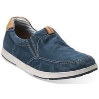 clarks norwin easy canvas m mens slip ons shoes in blue