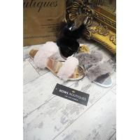 Claire faux fur vamp strap sandal