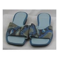 Clarks, size 7 blue mix snake skin slide sandals