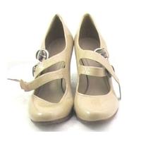 Clarks, size 8 beige double strapped Mary Jane wedge heeled shoes