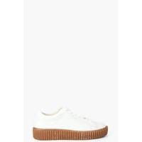 cleated sole lace up trainer white