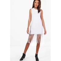 Clare Fringe Hem Dress - white