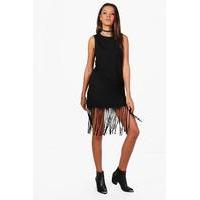 clare fringe hem dress black