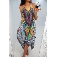 clarey printed drape summer dress