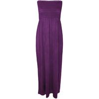 Claribel Shirred Bandeau Maxi Dress - Purple