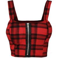 Clare Red Tartan Print Bralet - Red