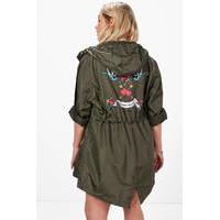 Claire Printed Back Mac - khaki