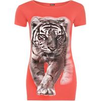 Cloe Tiger Print T-Shirt - Coral