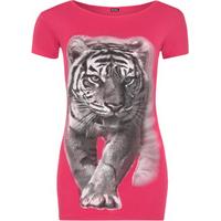 Cloe Tiger Print T-Shirt - Cerise