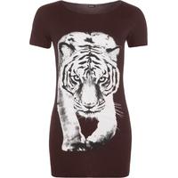 Cloe Tiger Print T-Shirt - Dark Brown