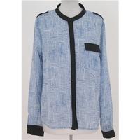 Clements Ribeiro, size 18 blue mix patterned long sleeved shirt