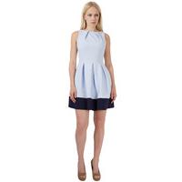 Closet Hackney Pale Blue Contrast Hem Skater Dress