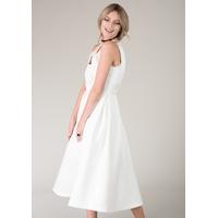 Closet Gold Ivory V Neck Pleated Dress