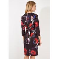 closet multi floral cross over long sleeved dress