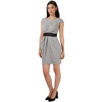 Closet Black and White Diamond Jacquard Tie Back Tulip Dress