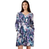 Closet Purple Floral V-Neck Long Sleeve Dress