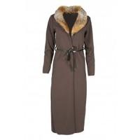 claudia fur collar open long cardigan